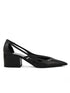 Prada Black Leather Cut-Out Pumps – Slingback 55 mm Block Heel Shoes - Women’s