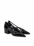 Prada Black Leather Cut-Out Pumps – Slingback 55 mm Block Heel Shoes - Women’s