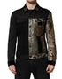 Dolce & Gabbana Black Gold Floral Jacquard Men Biker Jacket