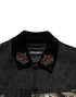 Dolce & Gabbana Black Gold Floral Jacquard Men Biker Jacket