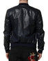 Dolce & Gabbana Black Lambskin Leather Biker Full Zip Jacket