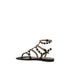 Valentino Garavani Rockstud Gladiator Sandals for Women – Black Calf Leather Flats