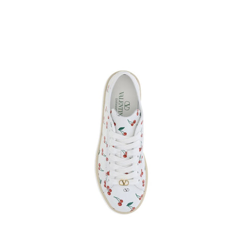 Valentino Garavani Royco Cherryfic Sneakers – White Calfskin Cherry Print