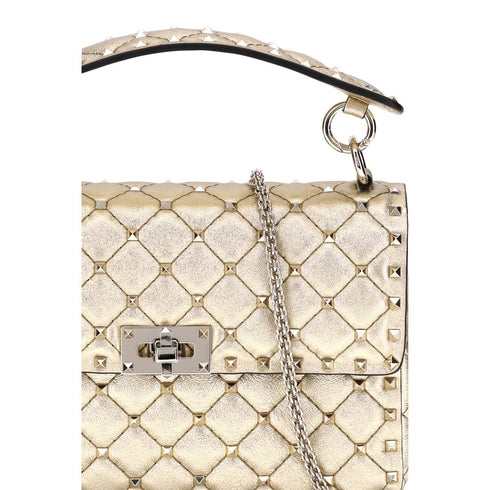 Valentino Garavani Medium Rockstud Spike Metallic Gold Shoulder Bag for Women