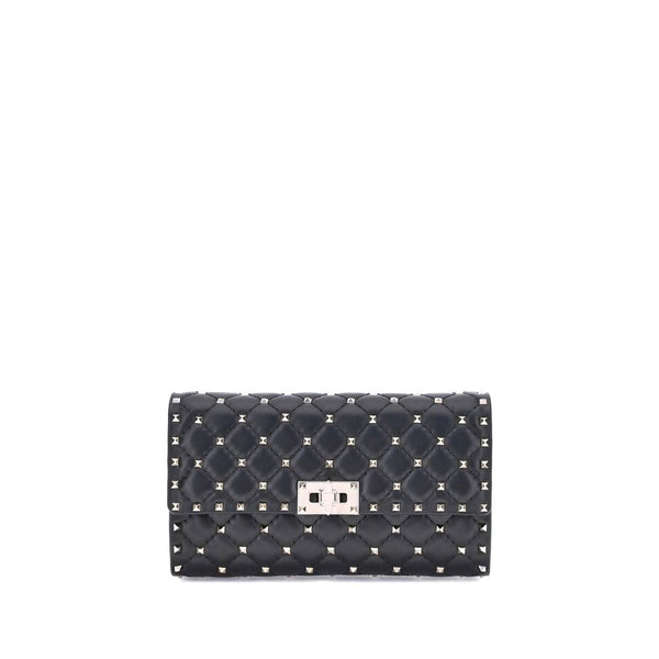 Valentino Garavani Rockstud Spike Wallet Bag – Black Lamb Leather for Women