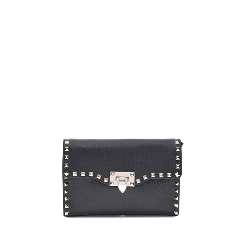 Valentino Garavani Rockstud Black Calf Leather Shoulder Bag for Women