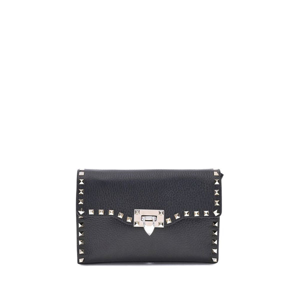 Valentino Garavani Rockstud Black Calf Leather Shoulder Bag for Women