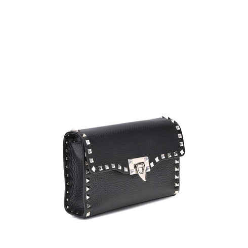 Valentino Garavani Rockstud Black Calf Leather Shoulder Bag for Women