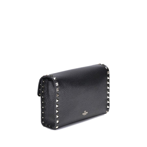 Valentino Garavani Rockstud Black Calf Leather Shoulder Bag for Women