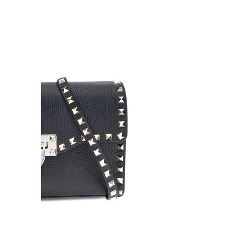 Valentino Garavani Rockstud Black Calf Leather Shoulder Bag for Women