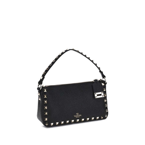 Valentino Garavani Rockstud Shoulder Bag – Black Calf Leather Zip-Up for Women