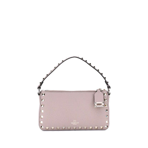 Valentino Garavani Rockstud Shoulder Bag – Pink Calf Leather Zip-Up for Women
