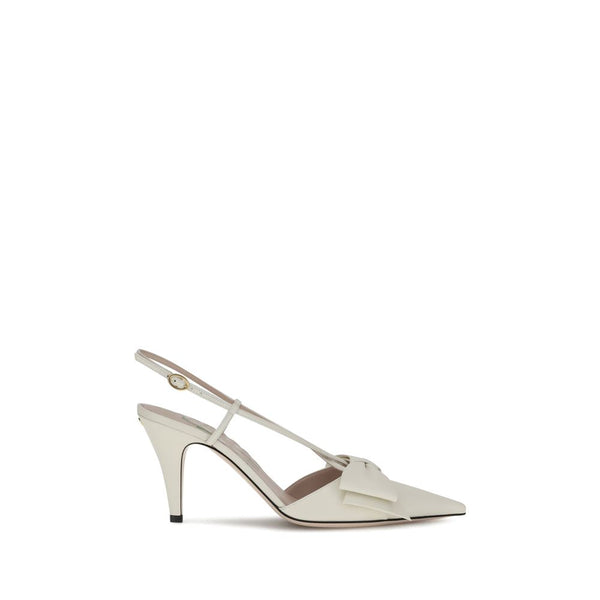 Valentino Garavani White Leather Slingback Pumps with Bow – Women’s