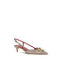 Valentino Garavani VLogo Slingback Pumps Beige Calf Leather Kitten Heel Shoes for Women