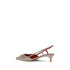 Valentino Garavani VLogo Slingback Pumps Beige Calf Leather Kitten Heel Shoes for Women
