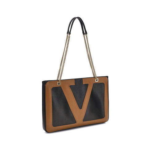 Valentino Garavani Viva Superstar Small Black/Brown Leather Tote Bag Women