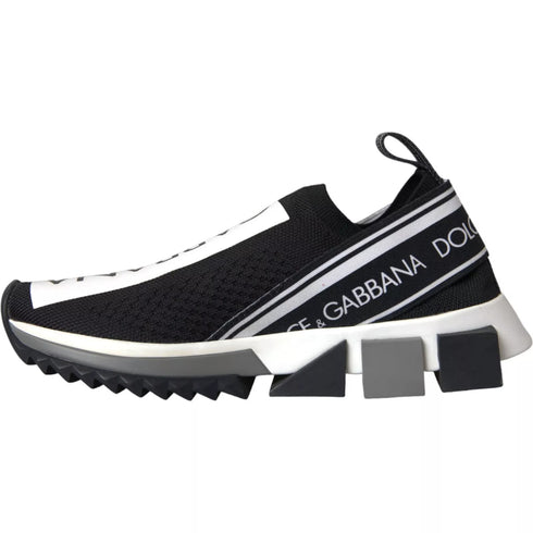 Dolce & Gabbana Sorrento Sneakers Slip-On Shoes Black White Knit