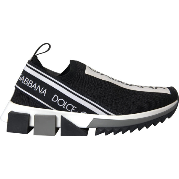 Dolce & Gabbana Sorrento Sneakers Slip-On Shoes Black White Knit