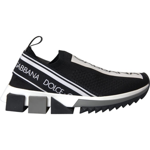 Dolce & Gabbana Sorrento Sneakers Slip-On Shoes Black White Knit