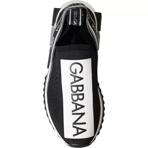 Dolce & Gabbana Sorrento Sneakers Slip-On Shoes Black White Knit