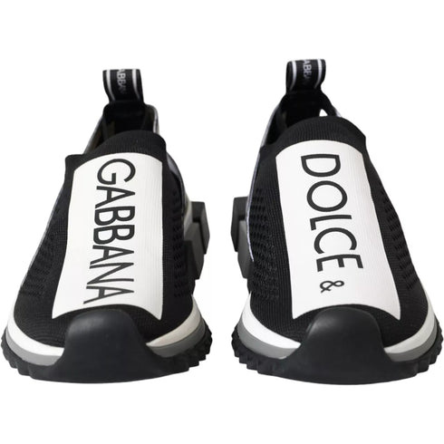 Dolce & Gabbana Sorrento Sneakers Slip-On Shoes Black White Knit
