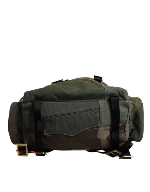 Dolce & Gabbana Green Patchwork Travel Backpack Military Bag
