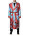 Dolce & Gabbana Blue Red Coral Print Wrap Robe Coat Jacket