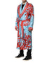 Dolce & Gabbana Blue Red Coral Print Wrap Robe Coat Jacket