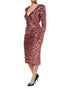 Dolce & Gabbana Pink Sequin Statement Nylon Midi V-Neck Dress