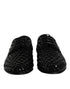 Dolce & Gabbana Black Suede Strass Derby Formal Shoes