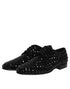 Dolce & Gabbana Black Suede Strass Derby Formal Shoes