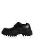 Dolce & Gabbana Black Leather Lace Up Derby Men Dress Shoes