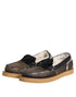 Dolce & Gabbana Brown White Calfskin Leather Loafers Shoes