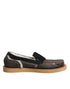 Dolce & Gabbana Brown White Calfskin Leather Loafers Shoes