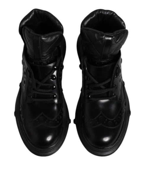 Dolce & Gabbana Black Leather Casual Mens Ankle Boots Shoes