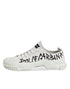 Dolce & Gabbana White Logo Print Lace Up Low Top Sneakers Shoes
