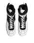 Dolce & Gabbana Black White Leather High Top Sneakers Shoes