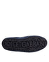 Dolce & Gabbana Dark Blue Leather Low Top Men Sneakers Shoes