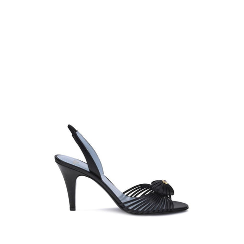 Valentino Garavani Royal Sandals Black Leather Slingback High Heel Women