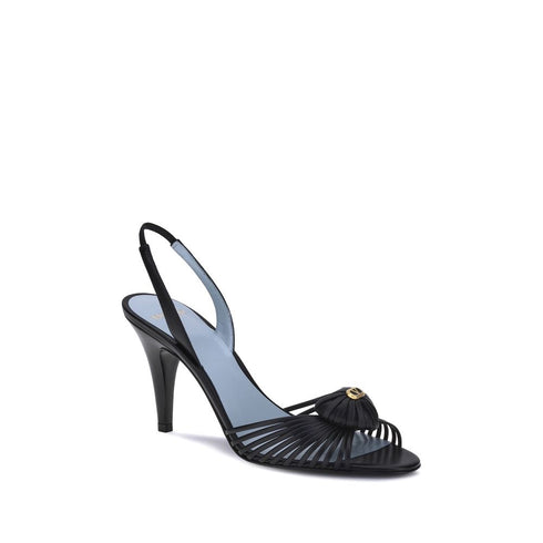 Valentino Garavani Royal Sandals Black Leather Slingback High Heel Women