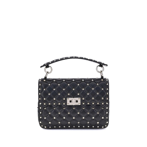 Valentino Garavani Rockstud Spike Medium Shoulder Bag in Black Lamb Leather for Women