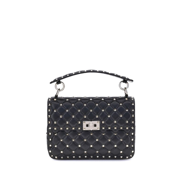 Valentino Garavani Rockstud Spike Medium Shoulder Bag in Black Lamb Leather for Women