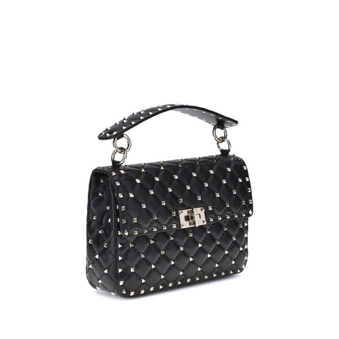 Valentino Garavani Rockstud Spike Medium Shoulder Bag in Black Lamb Leather for Women