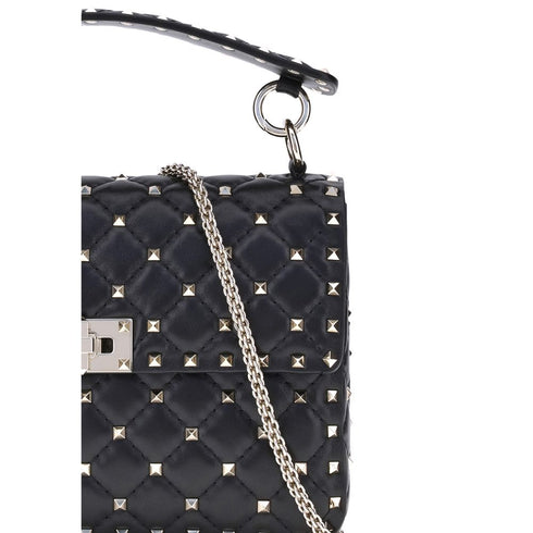 Valentino Garavani Rockstud Spike Medium Shoulder Bag in Black Lamb Leather for Women