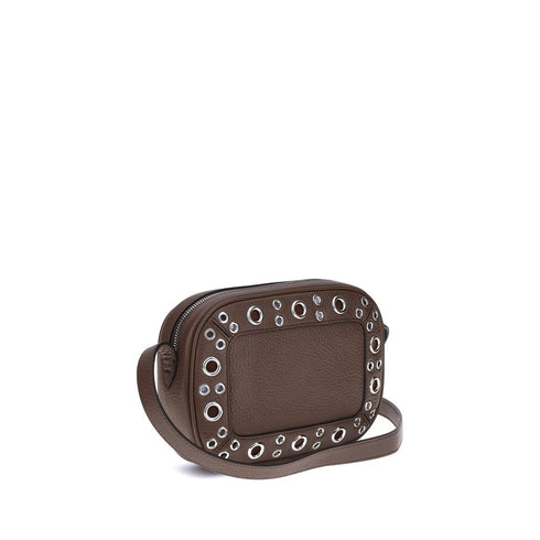 Valentino Garavani Nellcôte Eyelet Shoulder Bag Brown Calf Leather – Women