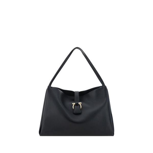 Ferragamo Black Leather Handbag – Grained Calf Leather – Women