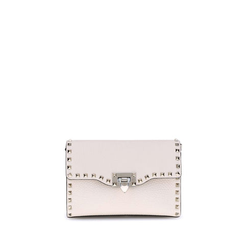 Valentino Garavani Rockstud White Calf Leather Shoulder Bag for Women