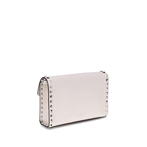 Valentino Garavani Rockstud White Calf Leather Shoulder Bag for Women