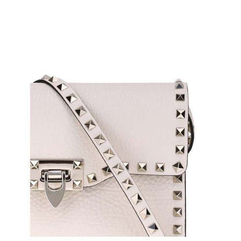 Valentino Garavani Rockstud White Calf Leather Shoulder Bag for Women