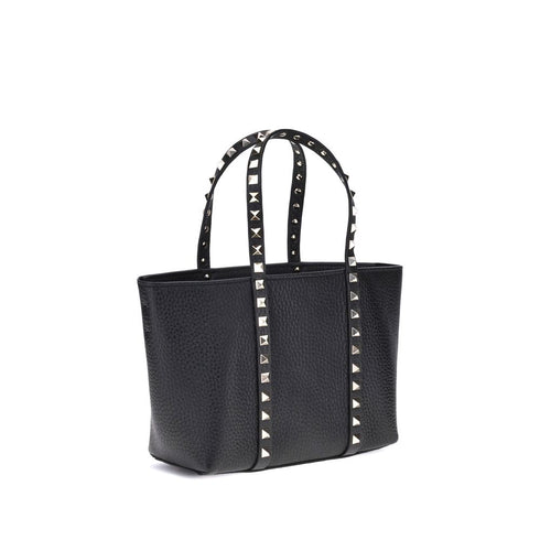 Valentino Garavani Rockstud Black Leather Tote Bag for Women